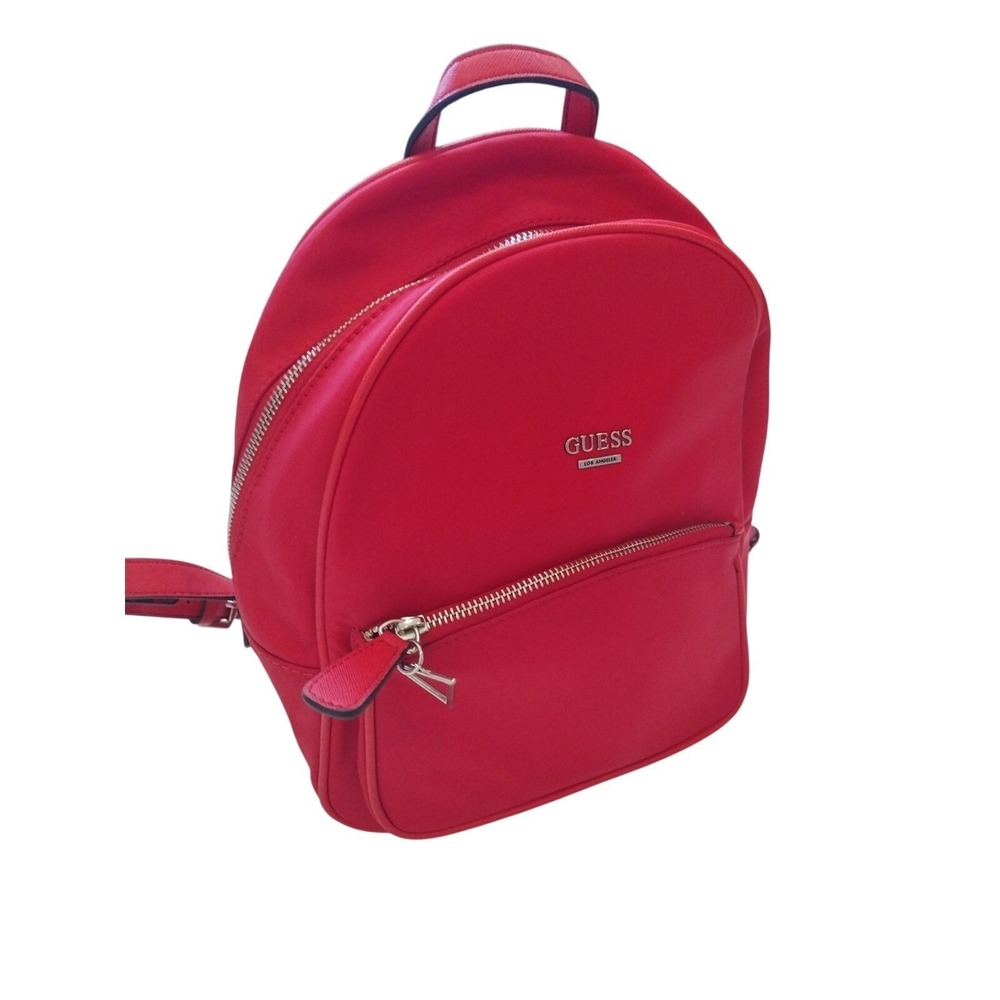 Guess Rock Beat Red Nylon Backpack Dual Zipper Approximately 12" X‎ 10" Casual - Picture 2 of 8